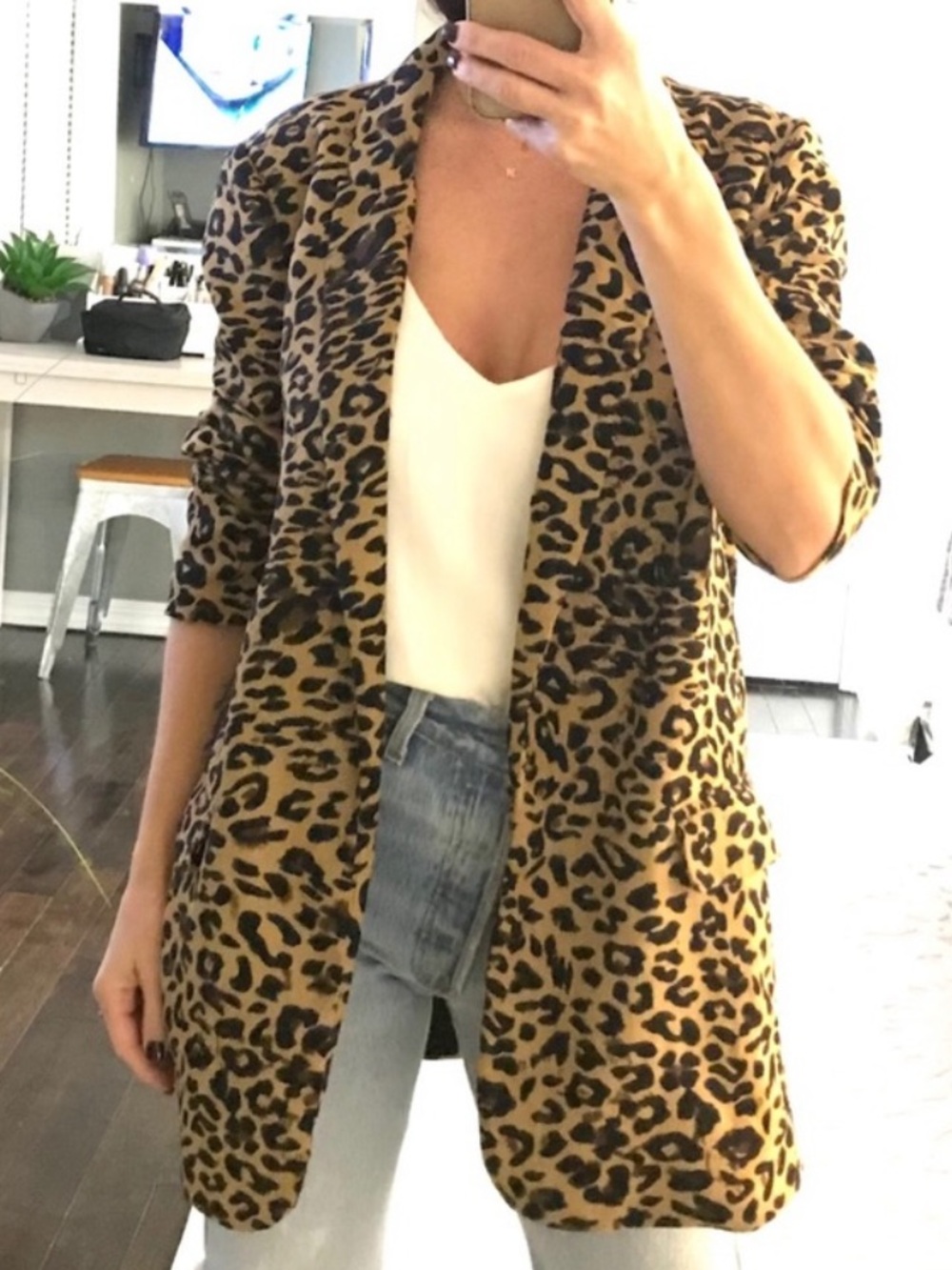 ASTR the Label oversized leopard blazer medium